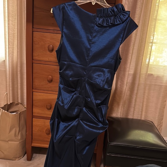 Blue Asymmetrical Ruffled Dress - Picture 4 of 6